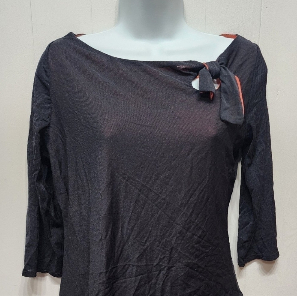 Uniform John Paul Richard Blouse Medium 3/4 Medium Black Orange Office B290